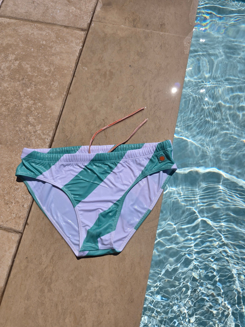 SWIM BRIEFS LIGHT FIT - DIAGONAL MINT STRIPES