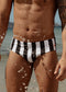 CLASSIC FIT SWIM BRIEF - BLACK STRIPES PRINT
